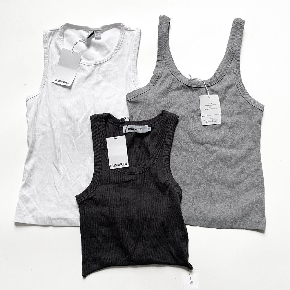 & Other Stories Rumored Lot of Tanks White Grey Size Medium NEW NWT